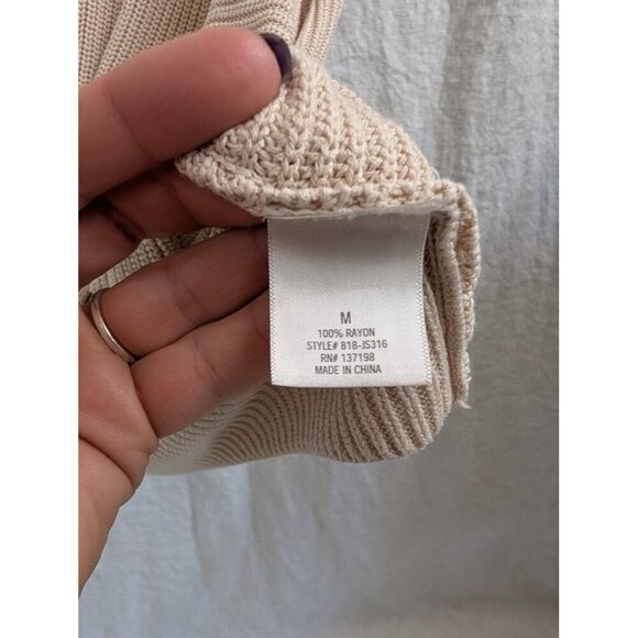 Alga v neck knit sweater tank with knotted front | tan women's size Medium A2 - Picture 4 of 8